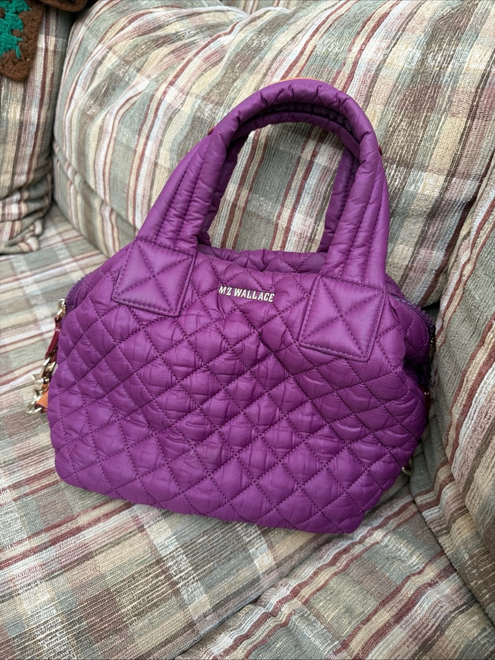 MZ Wallace Quilted Purple Mini Sutton Crossbody Satchel